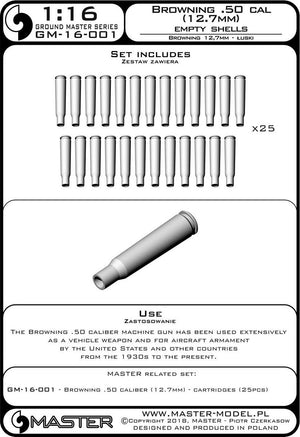Master GM-16-001 Browning .50 caliber (12.7mm) - shells (25 pieces) 1/16 – image 4