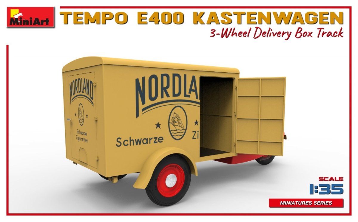 MiniArt 38047 TEMPO E400 KASTENWAGEN 3-WHEEL DELIVERY BOX TRACK 1/35 – zdjęcie 6