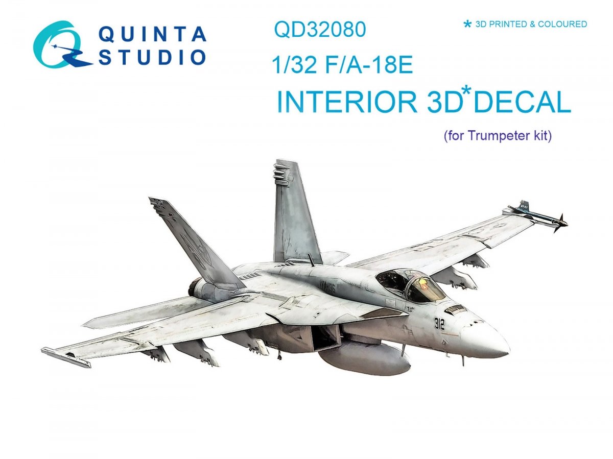 Quinta Studio QD32080 F/A-18E 3D-Printed &amp;amp; coloured Interior on decal paper (for Trumpeter kit) 1/32