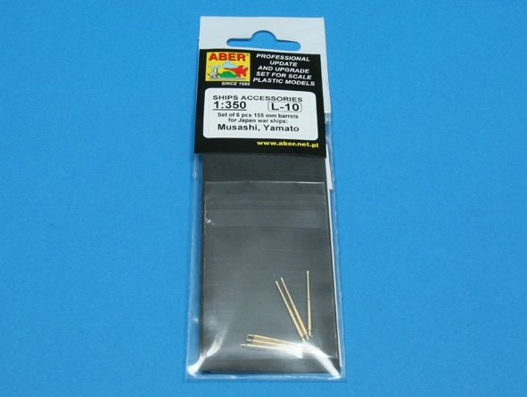 Aber 350L-10 Set of 6 pcs 155 mm barrels for Japanese ships Yamato and Musashi 1/350 – zdjęcie 4