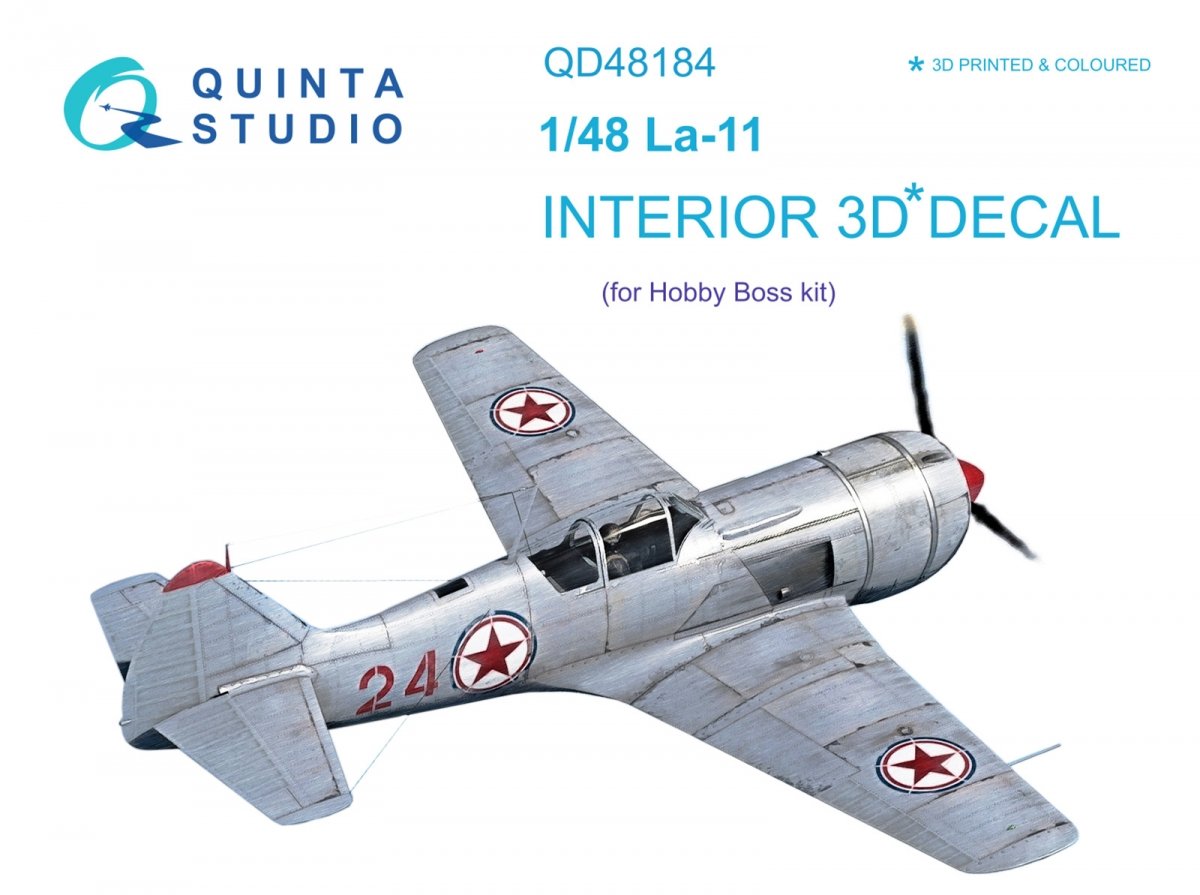 Quinta Studio QD48184 La-11 3D-Printed &amp;amp; coloured Interior on decal paper (HobbyBoss) 1/48
