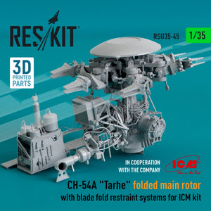 RESKIT RSU35-0045 CH-54A &amp;quot;TARHE&amp;quot; FOLDED MAIN ROTOR WITH BLADE FOLD RESTRAINT SYSTEMS FOR ICM KIT (3D PRINTED) 1/35 – image 2