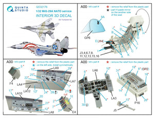 Quinta Studio QD32176 MiG-29A NATO service 3D-Printed &amp;amp; coloured Interior on decal paper (Trumpeter) 1/32 – zdjęcie 8