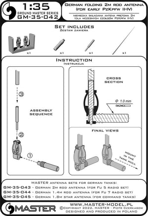 Master GM-35-042 German WWII folding 2m rod antenna (for early PzKpfw II-IV) (1pcs) 1/35 – zdjęcie 7