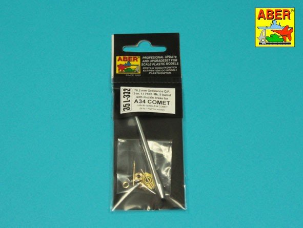 Aber 35L-332 76.2 mm (3 inch) 17 pounder Mk. II barrel with muzzle brake for A34 COMET tank 1/35