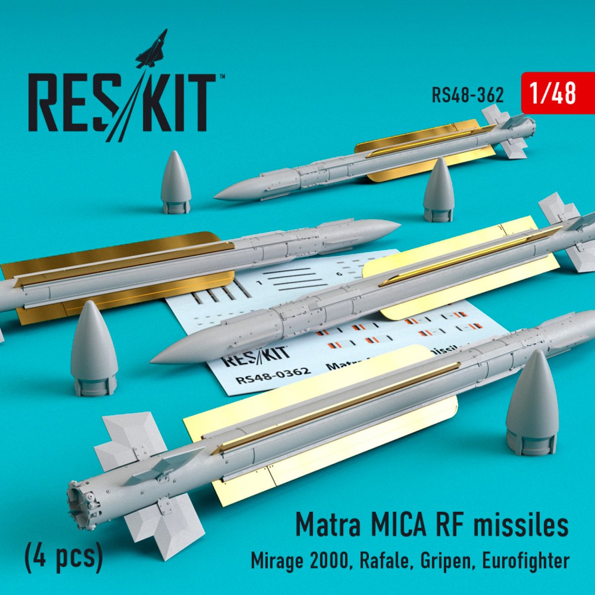 RESKIT RS48-0362 MISSILES RF MATRA MICA (4 PIÈCES) 1/48