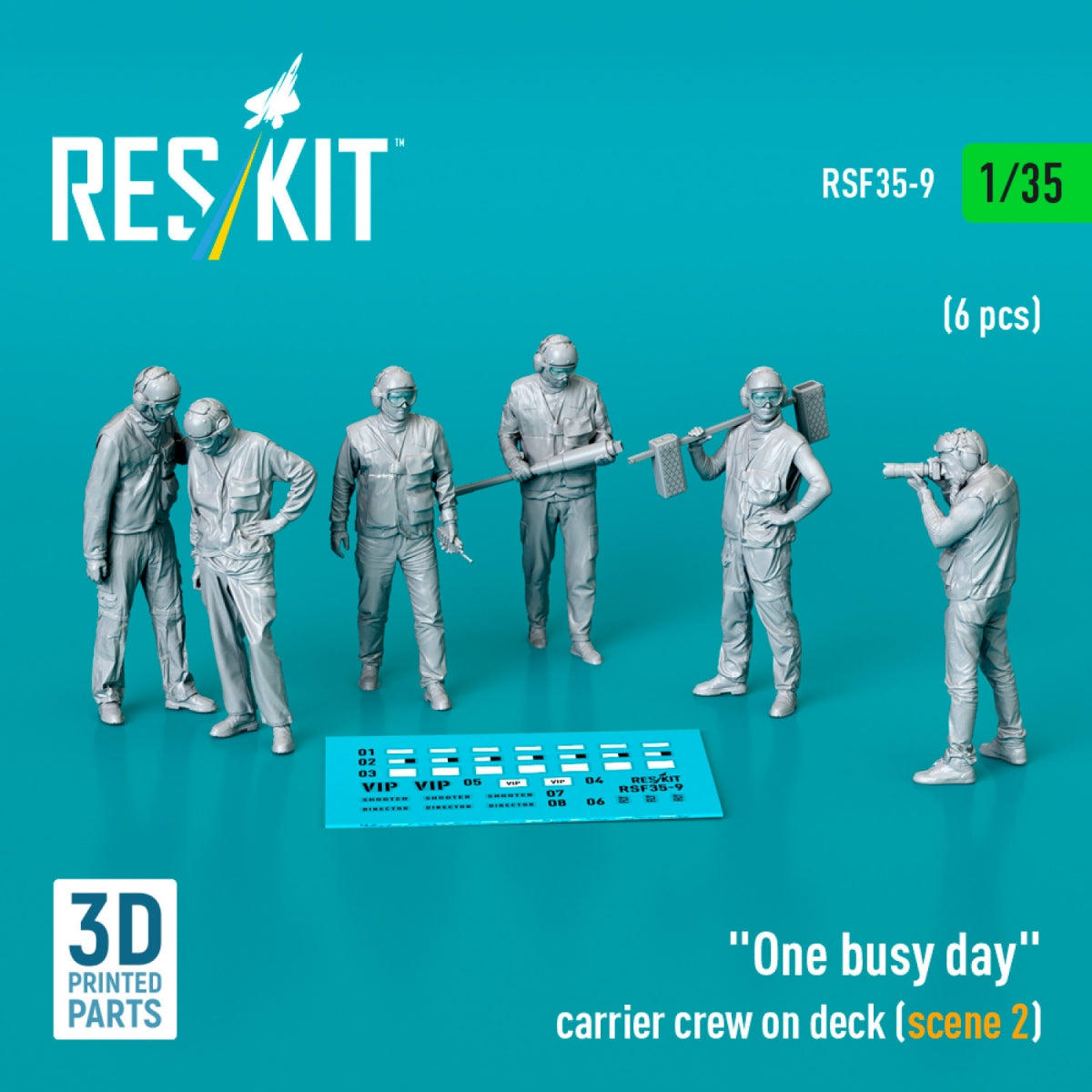 RESKIT RSF35-0009 "One busy day" carrier crew on deck (scene 2) (6 pcs) (3D Printed) 1/35