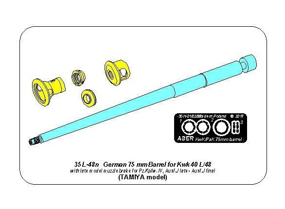Aber 35L-048N 75mm KwK40L/48 barrel with late muzzle brake for German Panzer IV Ausf. J late - Ausf. J final series 1/35 – image 2