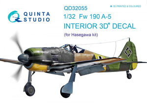 Quinta Studio QD32055 FW 190A-5 3D-Printed &amp;amp; colored Interior on decal paper (for Hasegawa kit) 1/32
