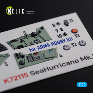 KELIK K72115 Sea Hurricane Mk I interior 3D decals for Arma Hobby kit 1/72 – image 4