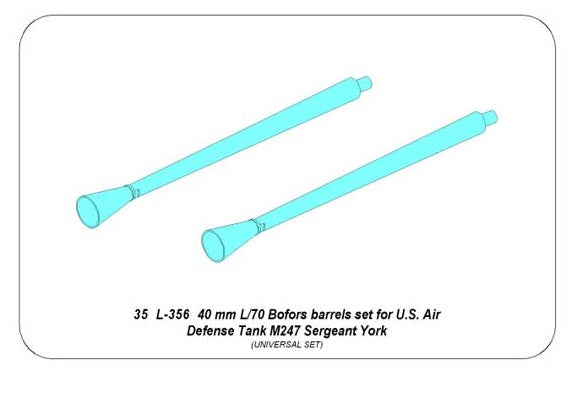 Aber 35l-356 40 mm L/70 Bofors Barrels Set for US M247 Sergeant York 1/35
