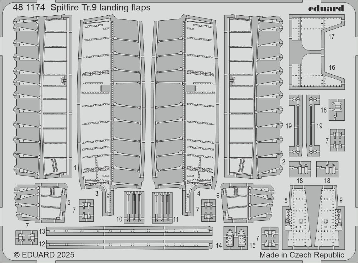 Eduard 481174 Spitfire Tr.9 landing flaps Airfix 1/48