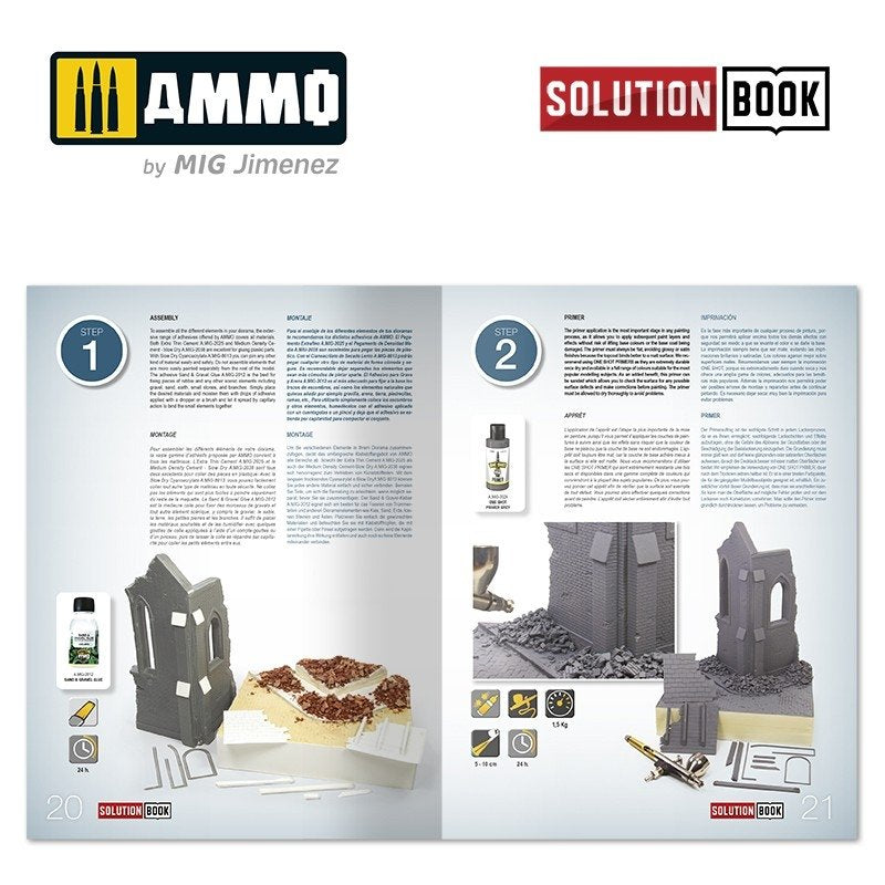 AMMO of Mig Jimenez 6510 How to Paint Brick Buildings. Colors &amp;amp; Weathering System Solution Book (Multilingual) – zdjęcie 2