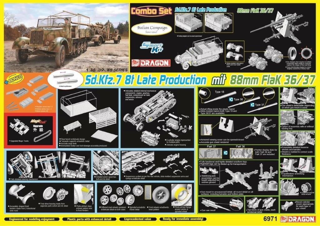 Dragon 6971 Sd.Kfz. 7 Late Production mit 8.8cm FlaK 36/37 1/35