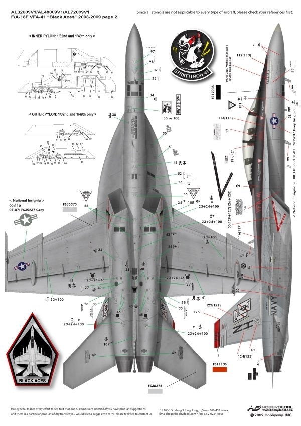 HobbyDecal AL72009V1 F/A-18F Black Aces 2008-2009 1/72 – image 2