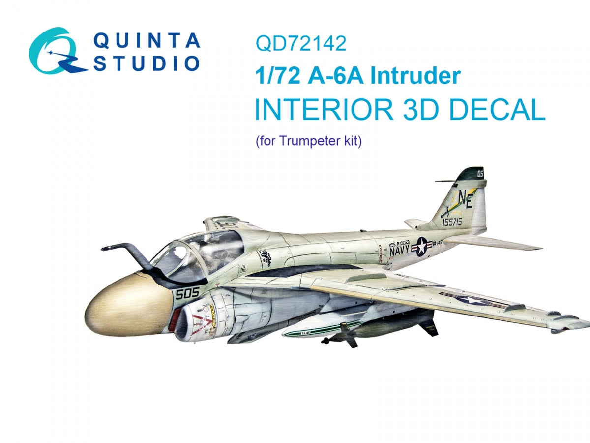 Quinta Studio QD72142 A-6A Intruder 3D-Printed colored Interior on decal paper (Trumpeter) 1/72