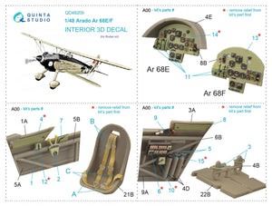Quinta Studio QD48209 Arado Ar 68 E/F 3D-Printed &amp;amp; coloured Interior on decal paper (Roden) 1/48 – zdjęcie 10