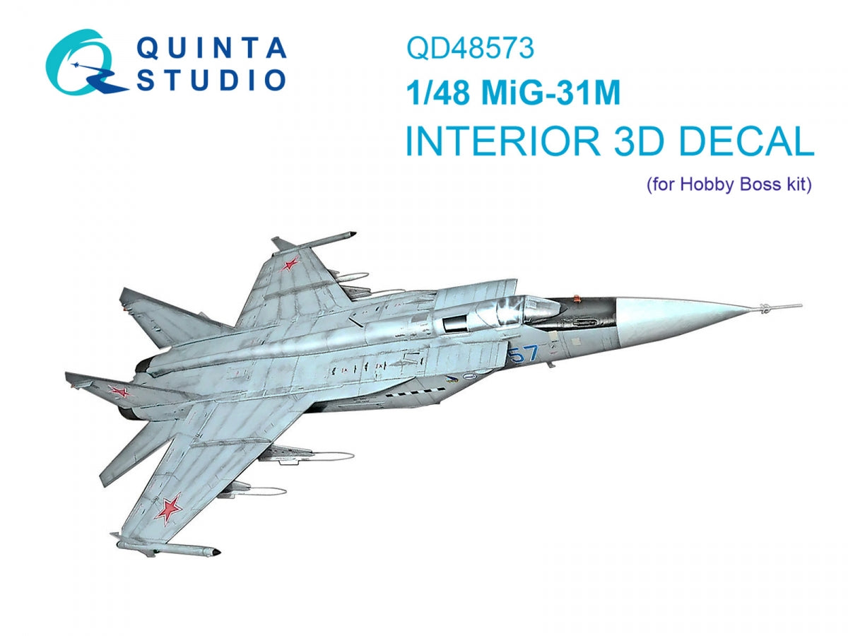 Quinta Studio QD48573 MiG-31M 3D-Printed &amp; colored Interior on decal paper (Hobby Boss) 1/48