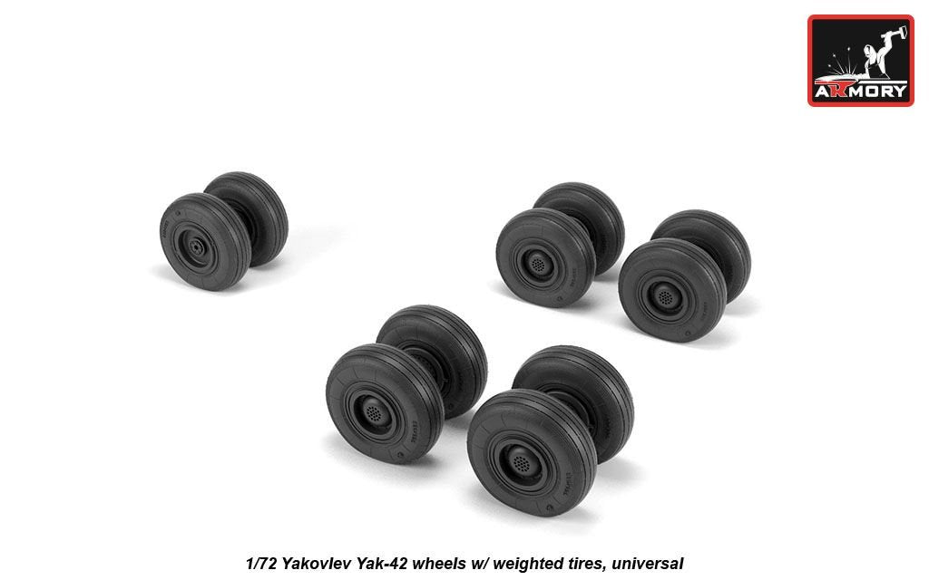 Armory Models AW72061 Yakovlev Yak-42 Clobber wheels w/ weighted tires 1/72 – immagine 2