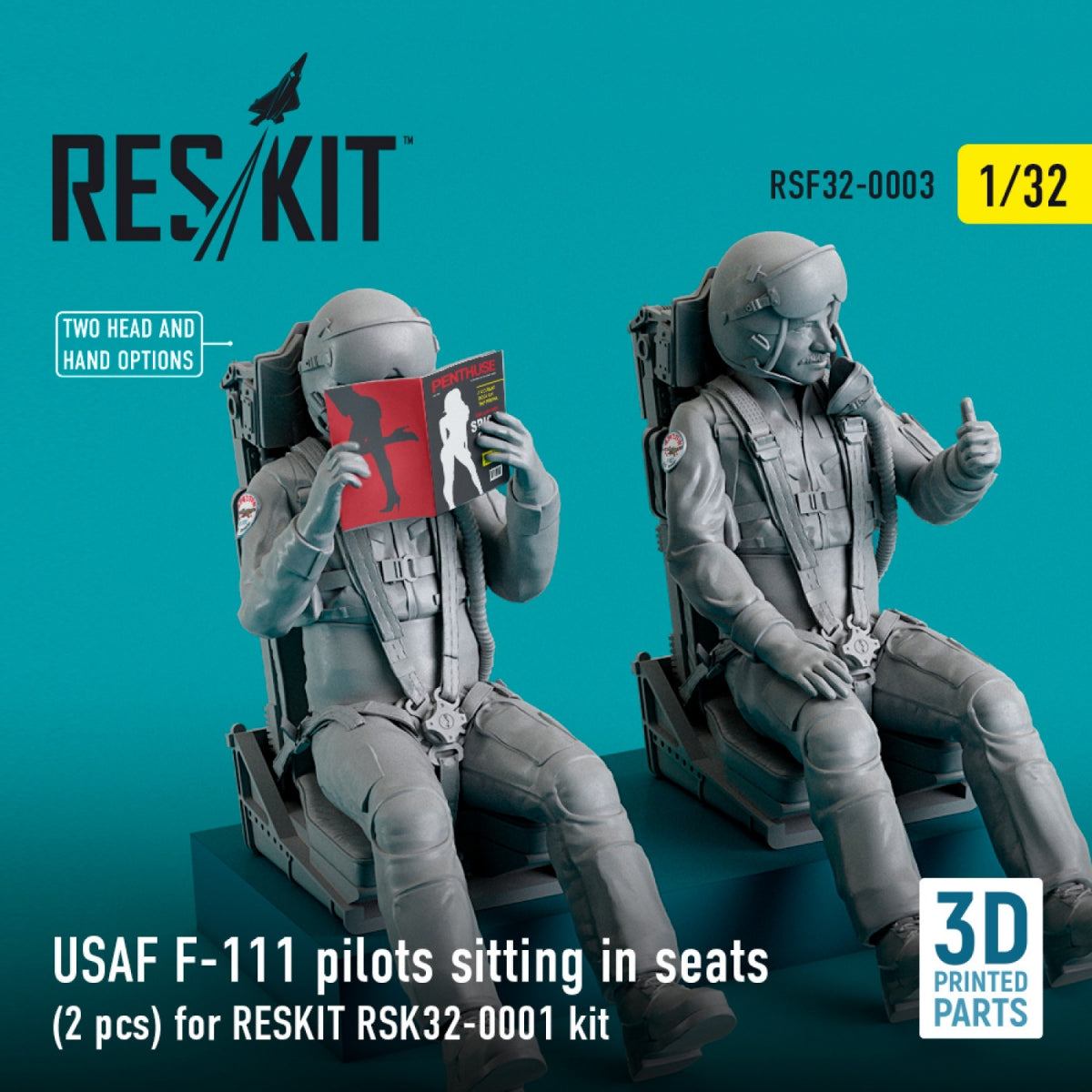 RESKIT RSF32-0003 USAF F-111 PILOTS SITTING IN SEATS (2 PCS) FOR RESKIT RSK32-0001 KIT (3D PRINTED) 1/32 – zdjęcie 2