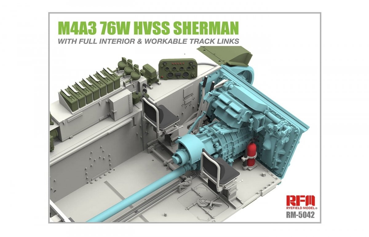Rye Field Model 5042 M4A3 76W HVSS Sherman With full interior 1/35 – immagine 4