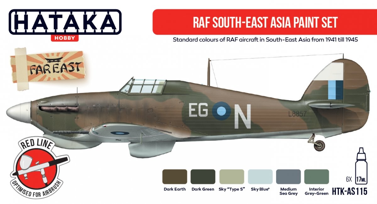 Hataka AS115 RAF South-East Asia paint set 6x17 ml