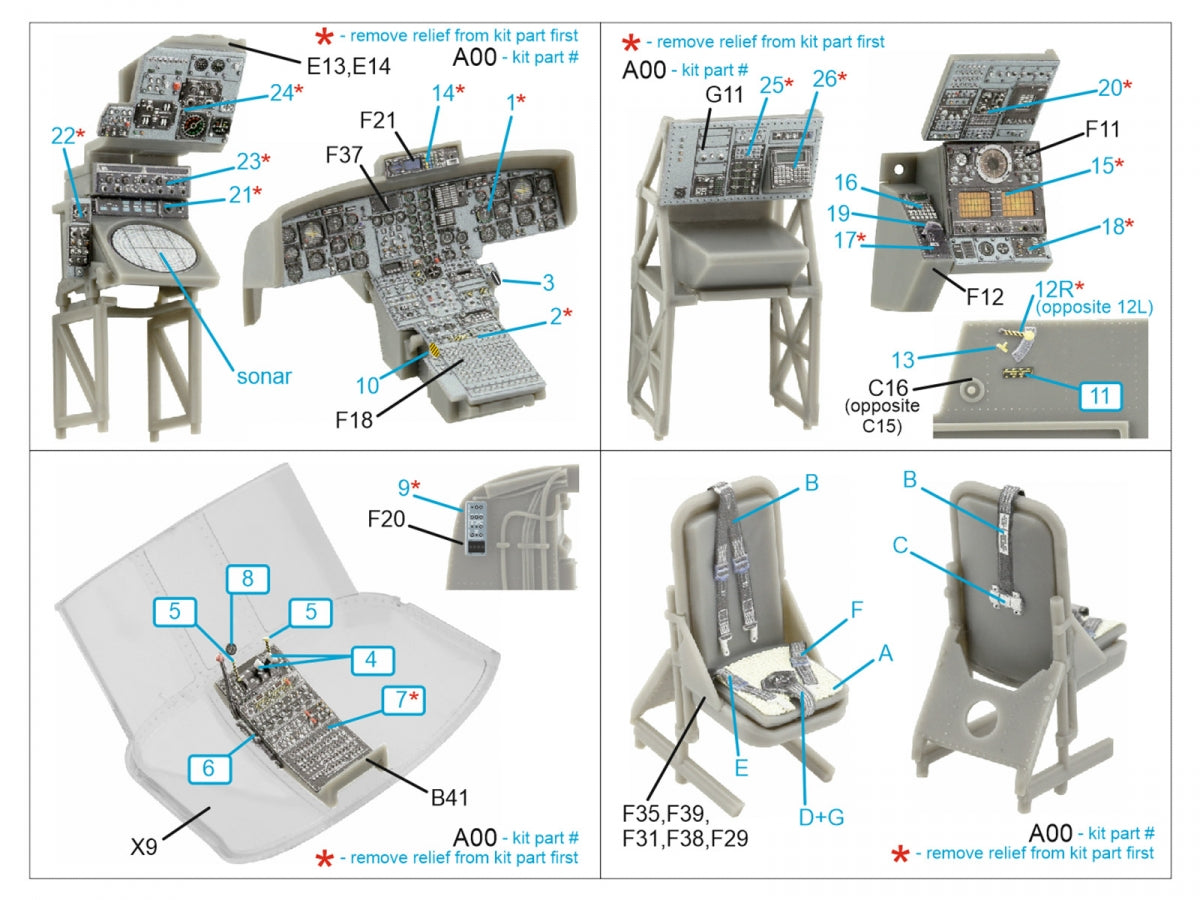 Quinta Studio QD48430 Westland Sea King HAS.5 3D-Printed &amp;amp; coloured Interior on decal paper (Airfix) 1/48 – zdjęcie 2