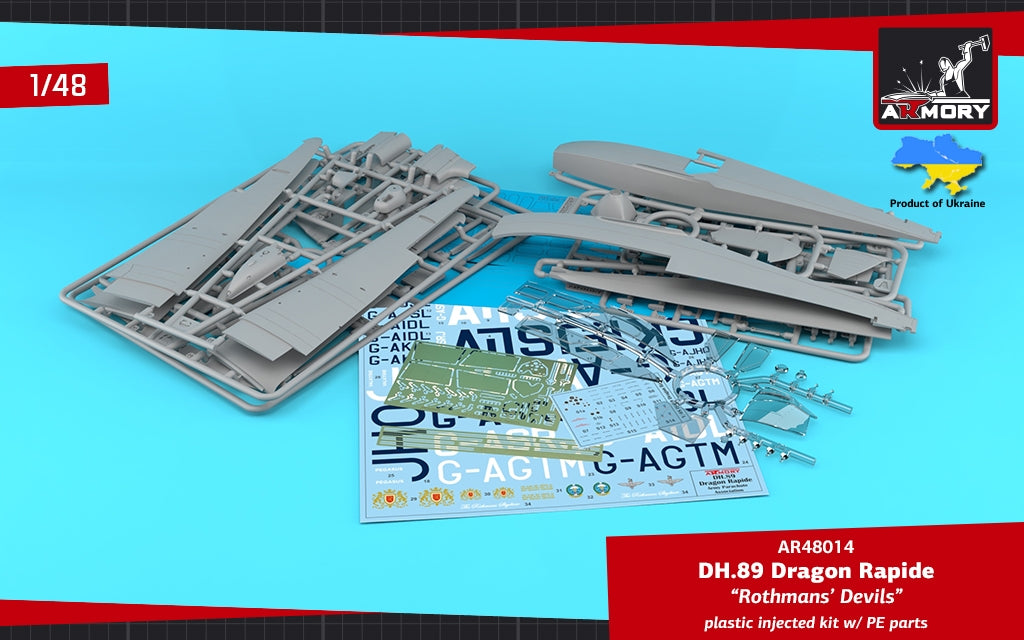 Armory Models 48014 DH.89 Dragon Rapide, Short-Haul Airliner / Multipurpose Aircraft, “Rothmans' Devils” liveries 1/48