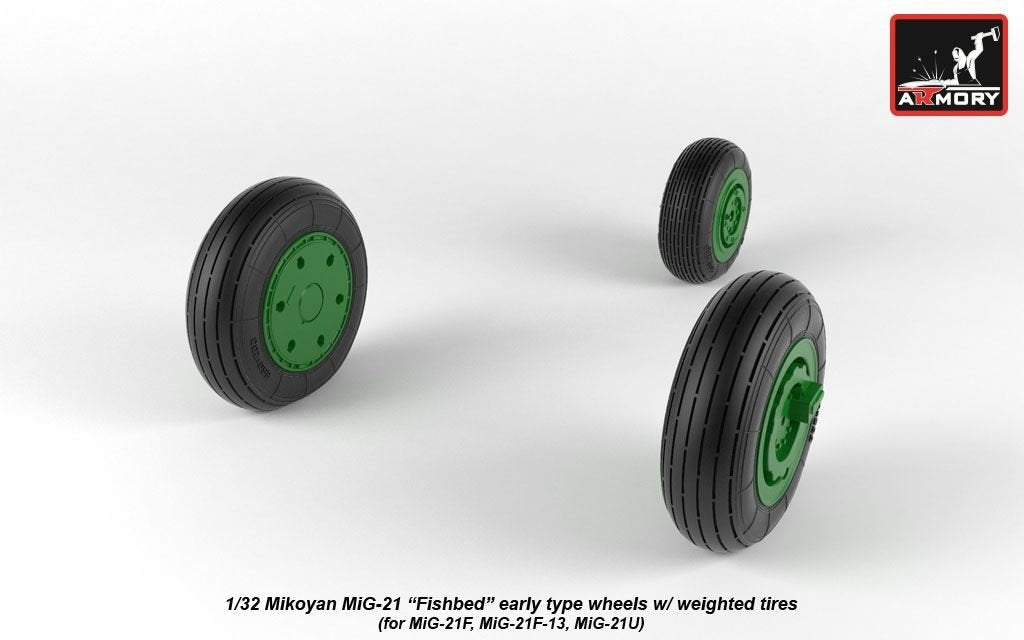 Armory Models AW32009 Mikoyan MiG-21 Fishbed wheels w/ weighted tires, early 1/32 – image 5