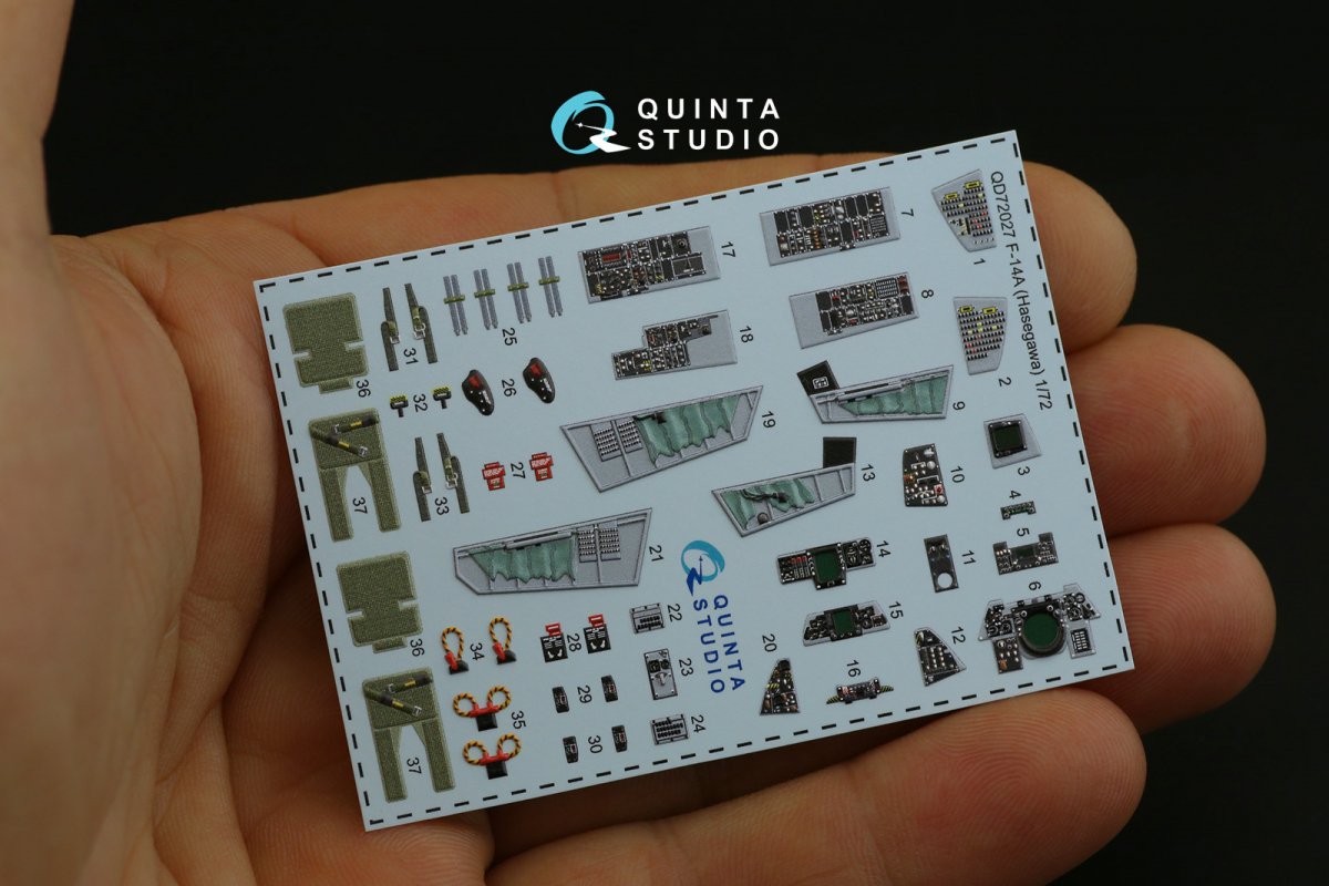 Quinta Studio QD72027 F-14A 3D-Printed &amp;amp; coloured Interior on decal paper (for Hasegawa kit) 1/72 – zdjęcie 2