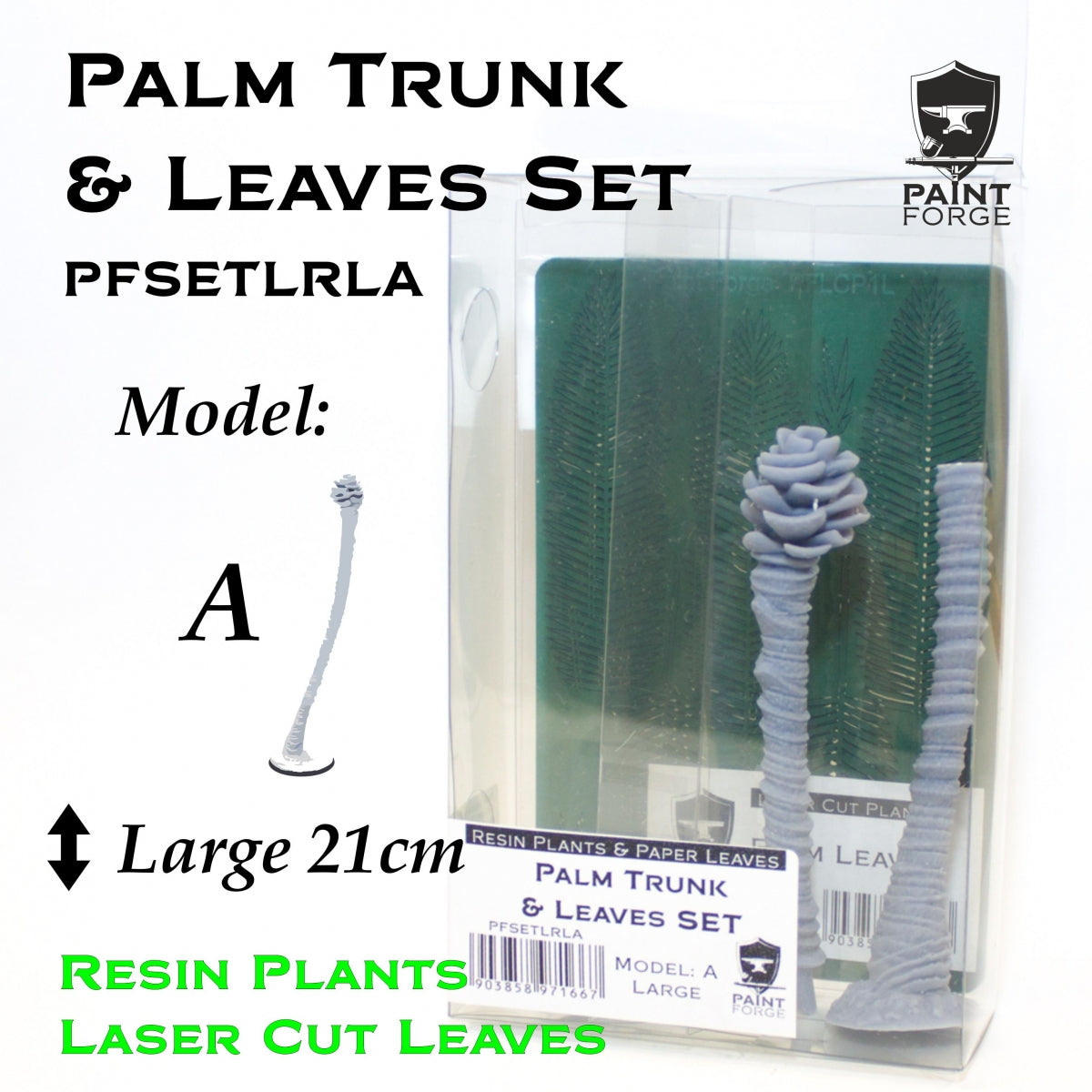 Paint Forge PFSETLRLA Laser Cut + Resin Plants PALM SET LEAVES + TRUNK A, size L