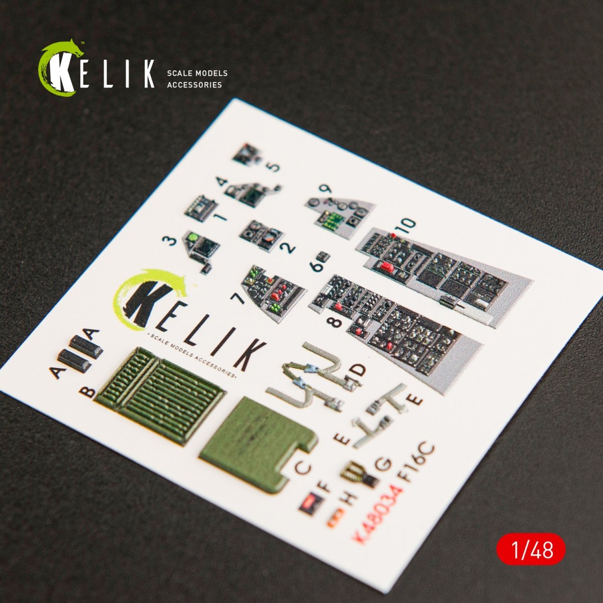 KELIK K48034 F-16C &amp;quot;FIGHTING FALCON&amp;quot; INTERIOR 3D DECALS FOR KINETIC KIT 1/48