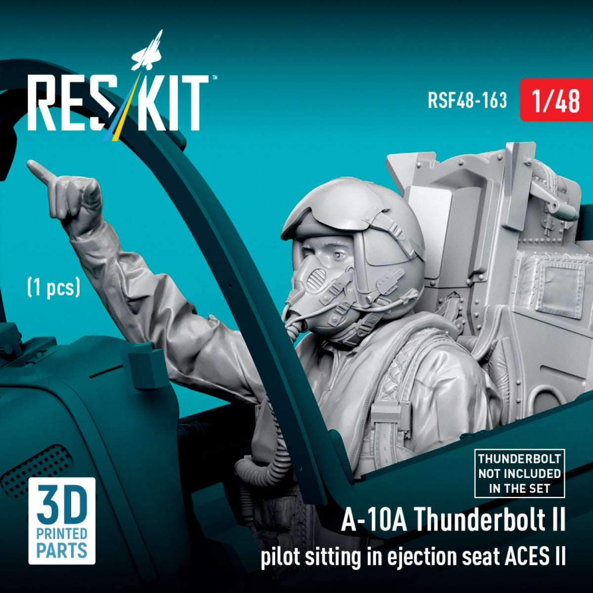 RESKIT RSF48-0163 A-10A Thunderbolt II pilot sitting in ejection seat ACES II (1 pcs) (3D Printed) 1/48