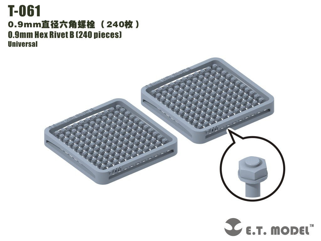 ET Model T-061 0.9mm Hex Rivet (240 pieces) (rivets)