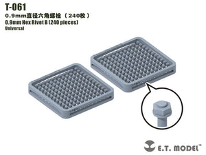 ET Model T-061 0.9mm Hex Rivet (240 pieces) (rivets)