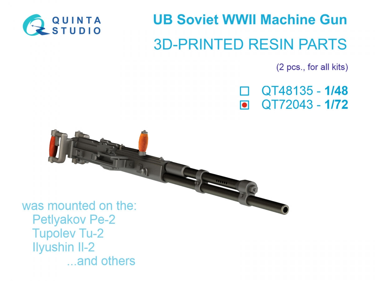 Quinta Studio QT72043 UB Machine Gun (Soviet, WWII), 2 pcs (for all kits) 1/72