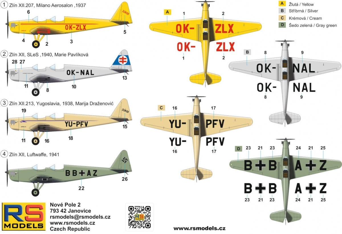 RS Models 92303 Zlin Z-XII Cz. Sport Aircraft 1/72 – zdjęcie 2