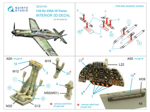 Quinta Studio QD32160 Do 335A-10 3D-Printed &amp;amp; coloured Interior on decal paper (HK models) 1/32 – immagine 2