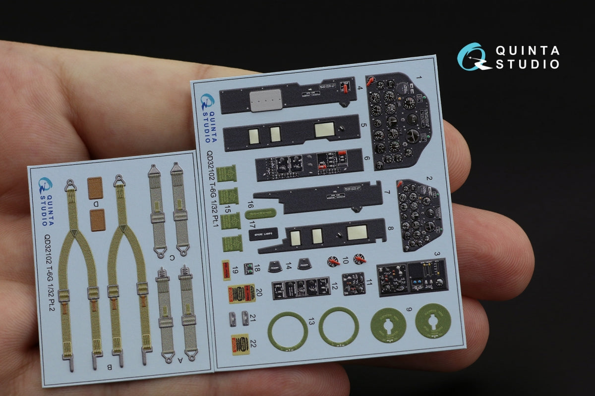 Quinta Studio QD32102 T-6G 3D-Printed coloured Interior on decal paper (Kitty Hawk) 1/32 – zdjęcie 3