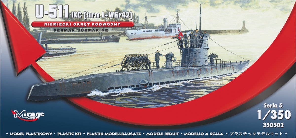 Mirage Hobby 350502 U-511 (IXC TURN I + WGr42) GERMAN SUBMARINE 1/350