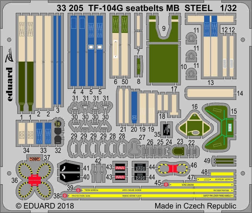 Eduard 33205 TF-104G seatbelts MB STEEL ITALERI 1/32 – zdjęcie 2
