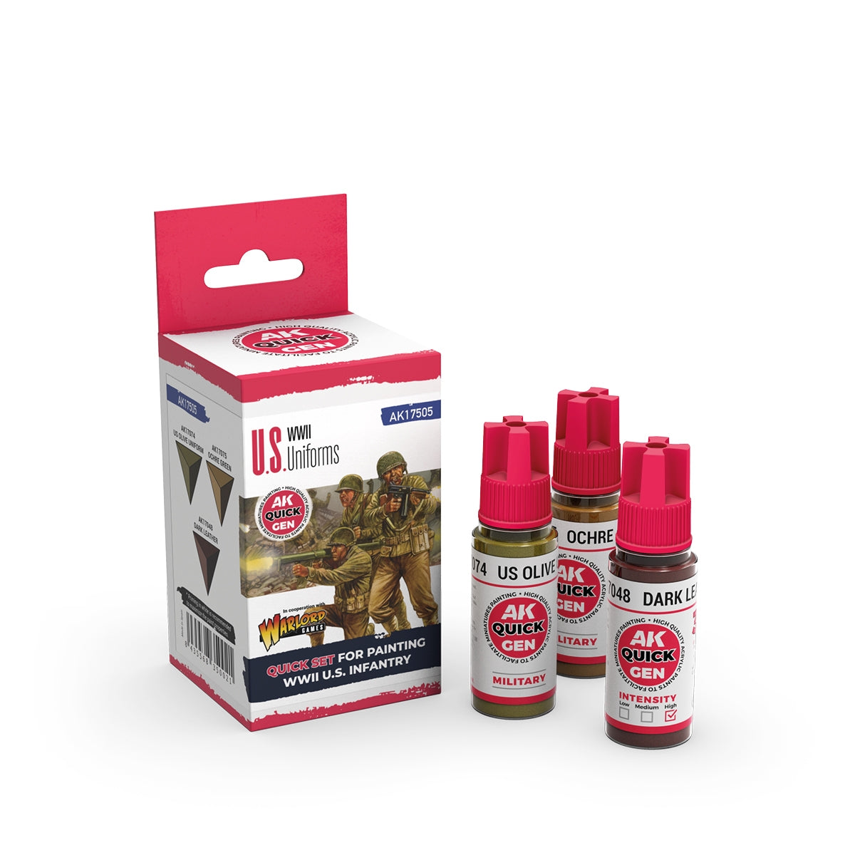 AK Interactive AK17505 U.S. WWII UNIFORMS – QUICK GEN SET 3x18ml