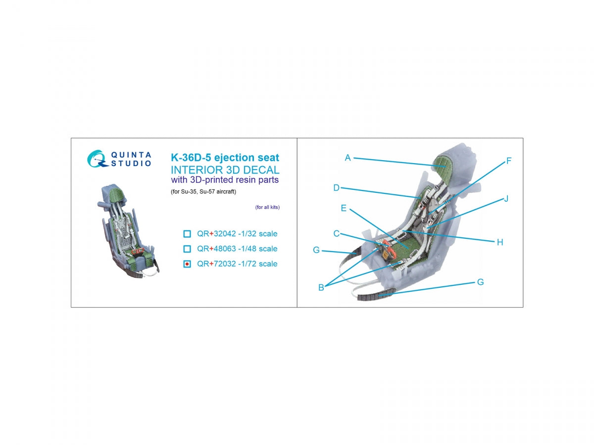 Quinta Studio QR+72032 K-36D-5 ejection seat (for Su-35, Su-57 aircraft) (All kits) 1/72 – image 6