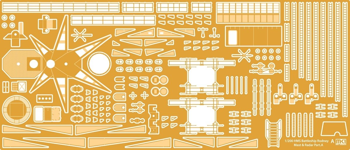 MK1 Design MS-20014 HMS RODNEY MAST&amp;amp;RADAR SET 1/200 – zdjęcie 5