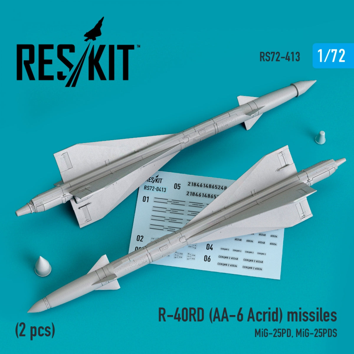 RESKIT RS72-0413 R-40RD (AA-6 ACRID) MISSILES (2 PCS) (3D PRINTED) 1/72