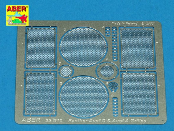 Aber 35G10 Grilles for German tank PzKpfw V Ausf.A/D Panther (Sd.Kfz.181) (1/35)