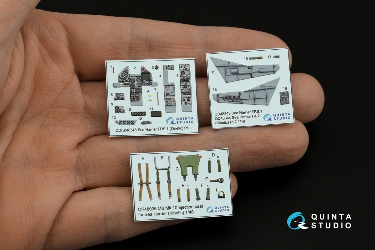 Quinta Studio QD48343 Sea Harrier FRS.1 3D-Printed &amp;amp; coloured Interior on decal paper (Kinetic) 1/48 – immagine 2