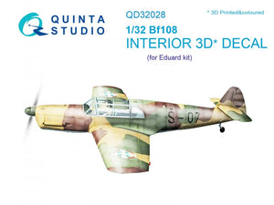 Quinta Studio QD32028 Bf 108 3D-Printed &amp;amp; colored Interior on decal paper (for Eduard kit) 1/32