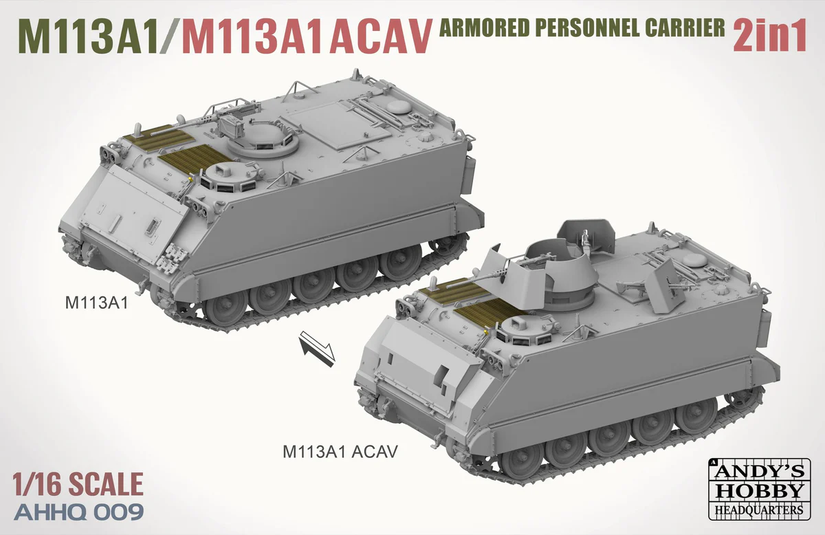 Andy&amp;#39;s Hobby Headquarters AHHQ-009 M113A1 / M113A1 ACAV 2 in 1 Kit 1/16 – zdjęcie 5