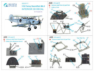 Quinta Studio QD32117 Fairey Swordfish Mk.II 3D-Printed &amp;amp; coloured Interior on decal paper (Trumpeter) 1/32 – zdjęcie 2
